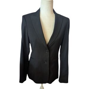 BCBGMaxAzria Black Pinstripe wool Blend Classic Old Money Blazer Sz 8